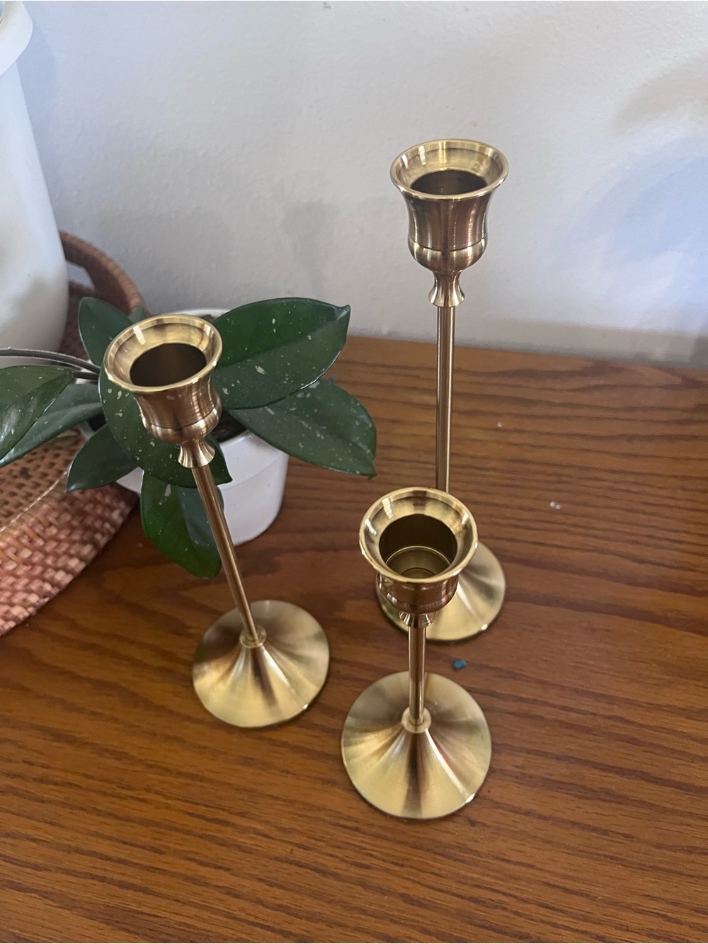 Vintage Brass Taper Candle Holders - Set of 3